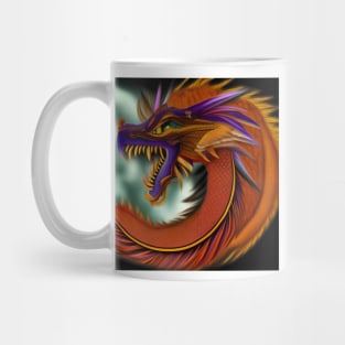 Orange and Purple Chinese Dragon Mug